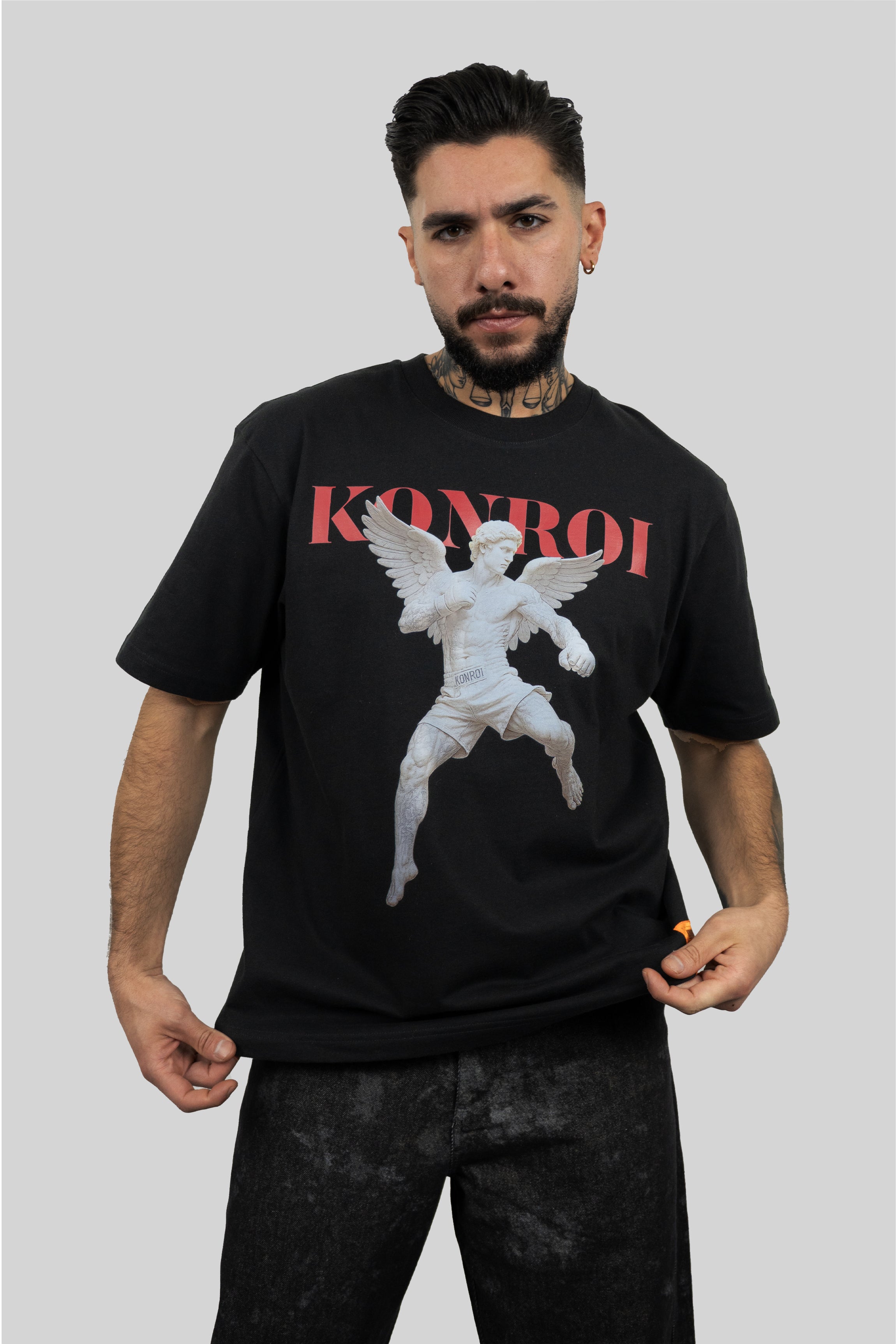 KONROI Fightwear - “Angel Fighter” Black Oversized MMA T-Shirt