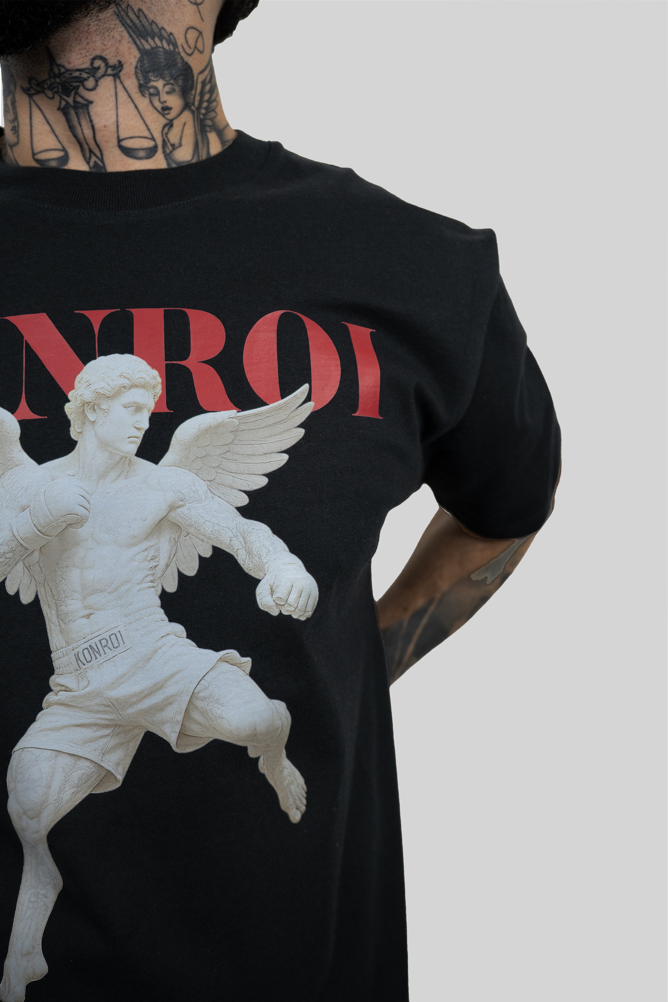 KONROI Fightwear - “Angel Fighter” Black Oversized MMA T-Shirt