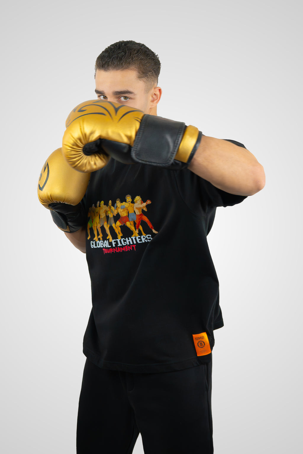 KONROI Fightwear - “Global Fighters Tournament” Black Oversized MMA T-Shirt