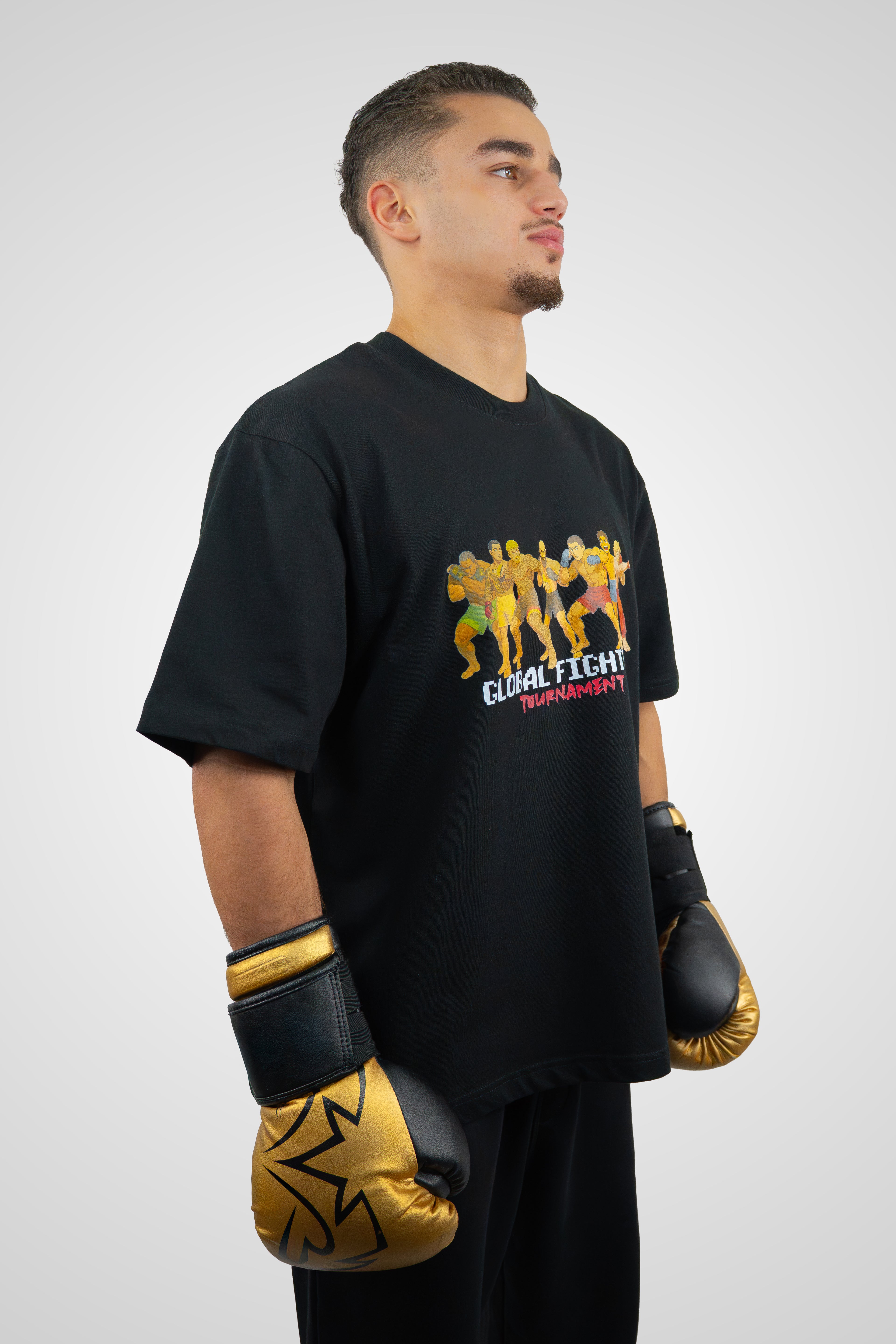 KONROI Fightwear - “Global Fighters Tournament” Black Oversized MMA T-Shirt