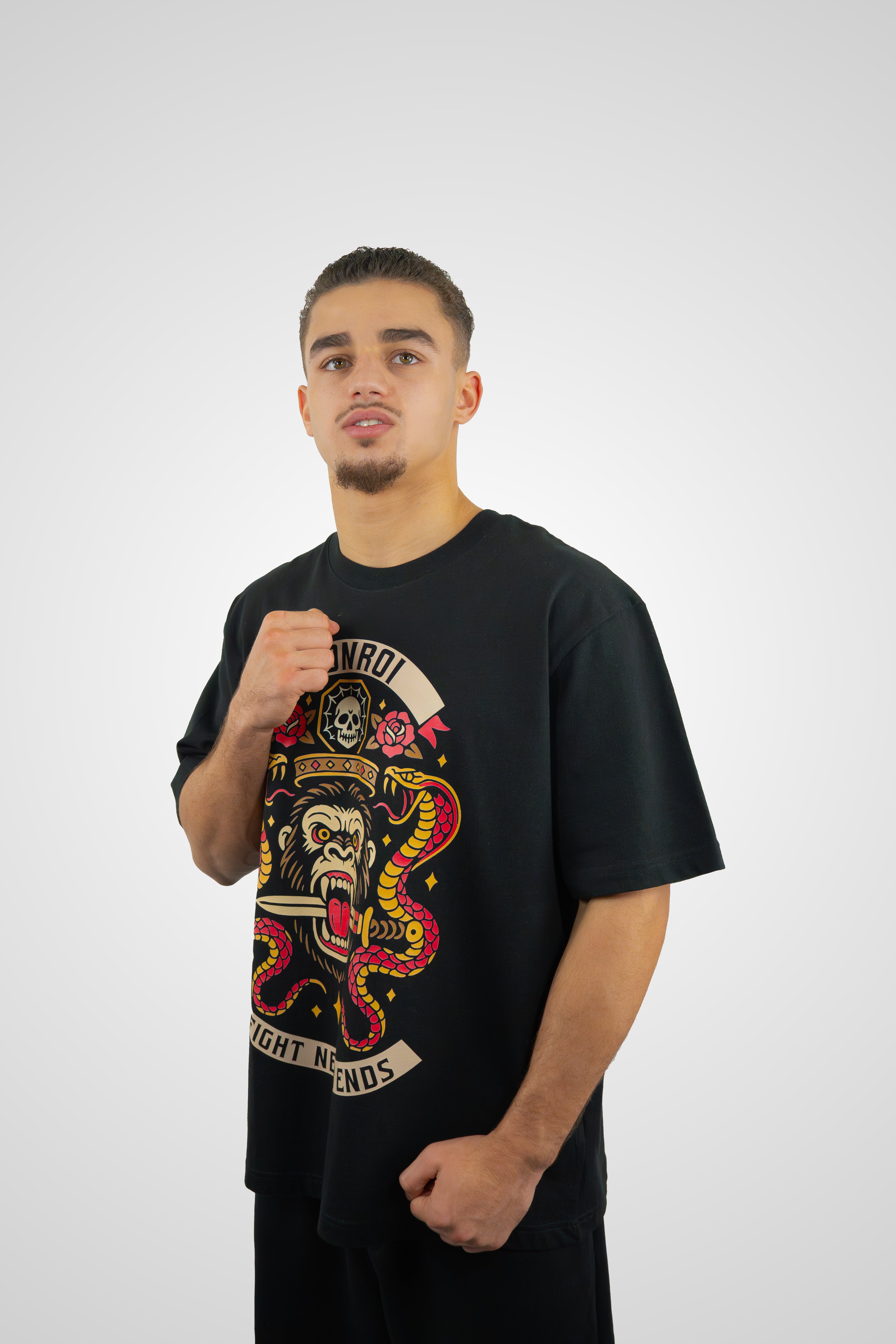 KONROI Fightwear - “Fight Never Ends” Black Oversized MMA T-Shirt