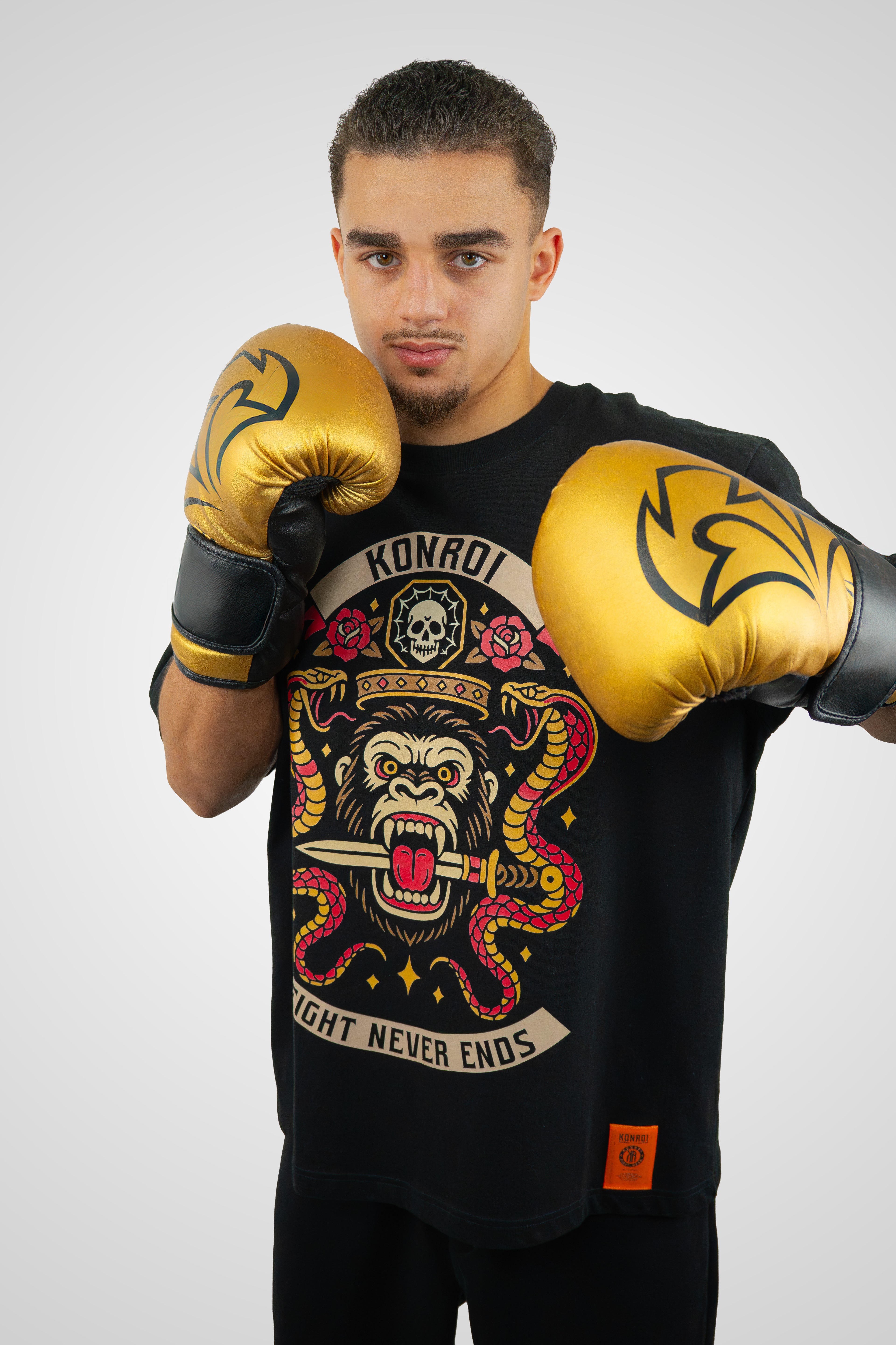 KONROI Fightwear - “Fight Never Ends” Black Oversized MMA T-Shirt