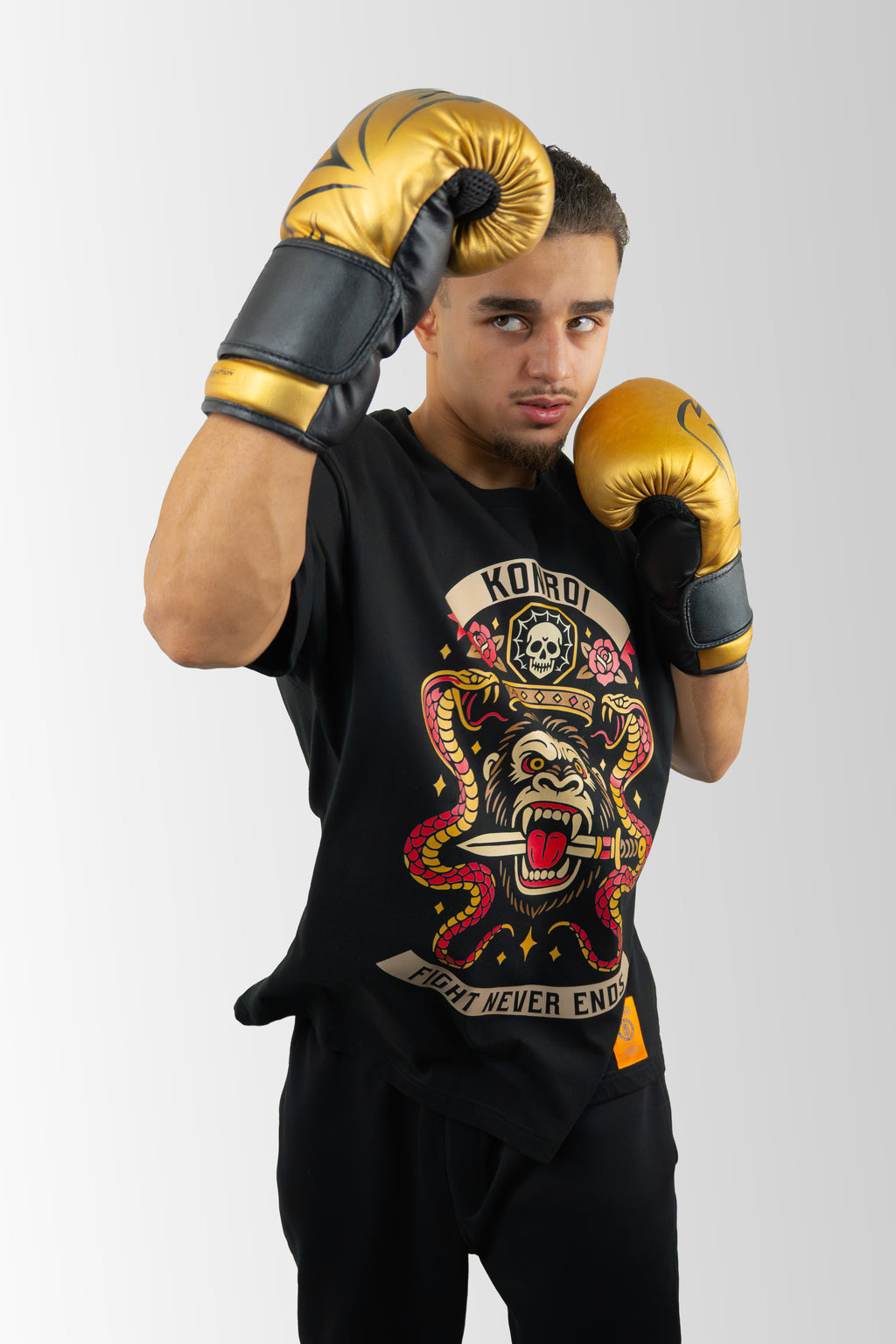 KONROI Fightwear - “Fight Never Ends” Black Oversized MMA T-Shirt