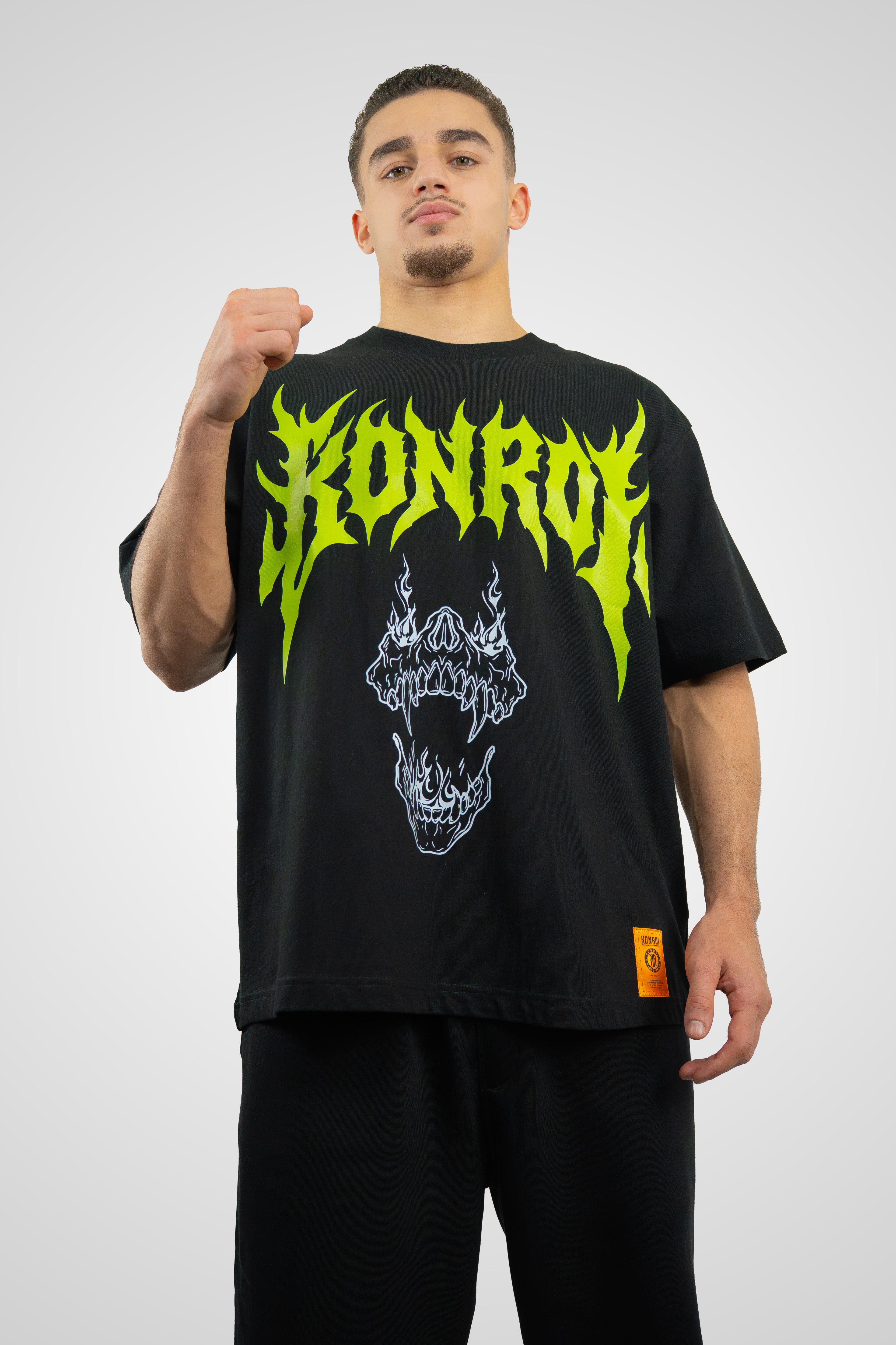 KONROI Fightwear - “Rockstar Jaw” Black Oversized MMA T-Shirt