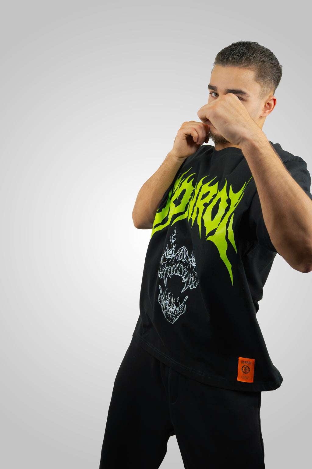 KONROI Fightwear - “Rockstar Jaw” Black Oversized MMA T-Shirt