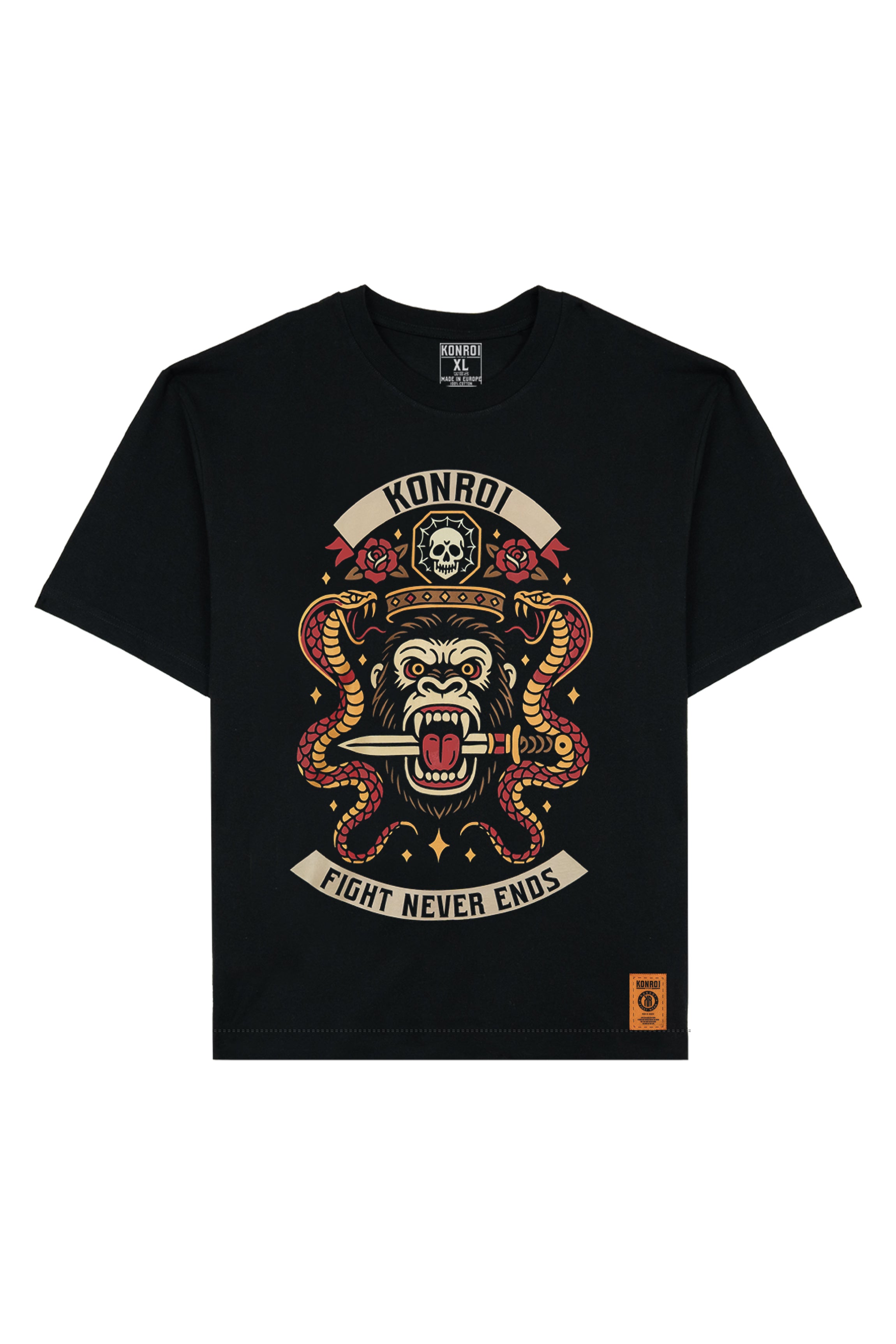 KONROI Fightwear - “Fight Never Ends” Black Oversized MMA T-Shirt