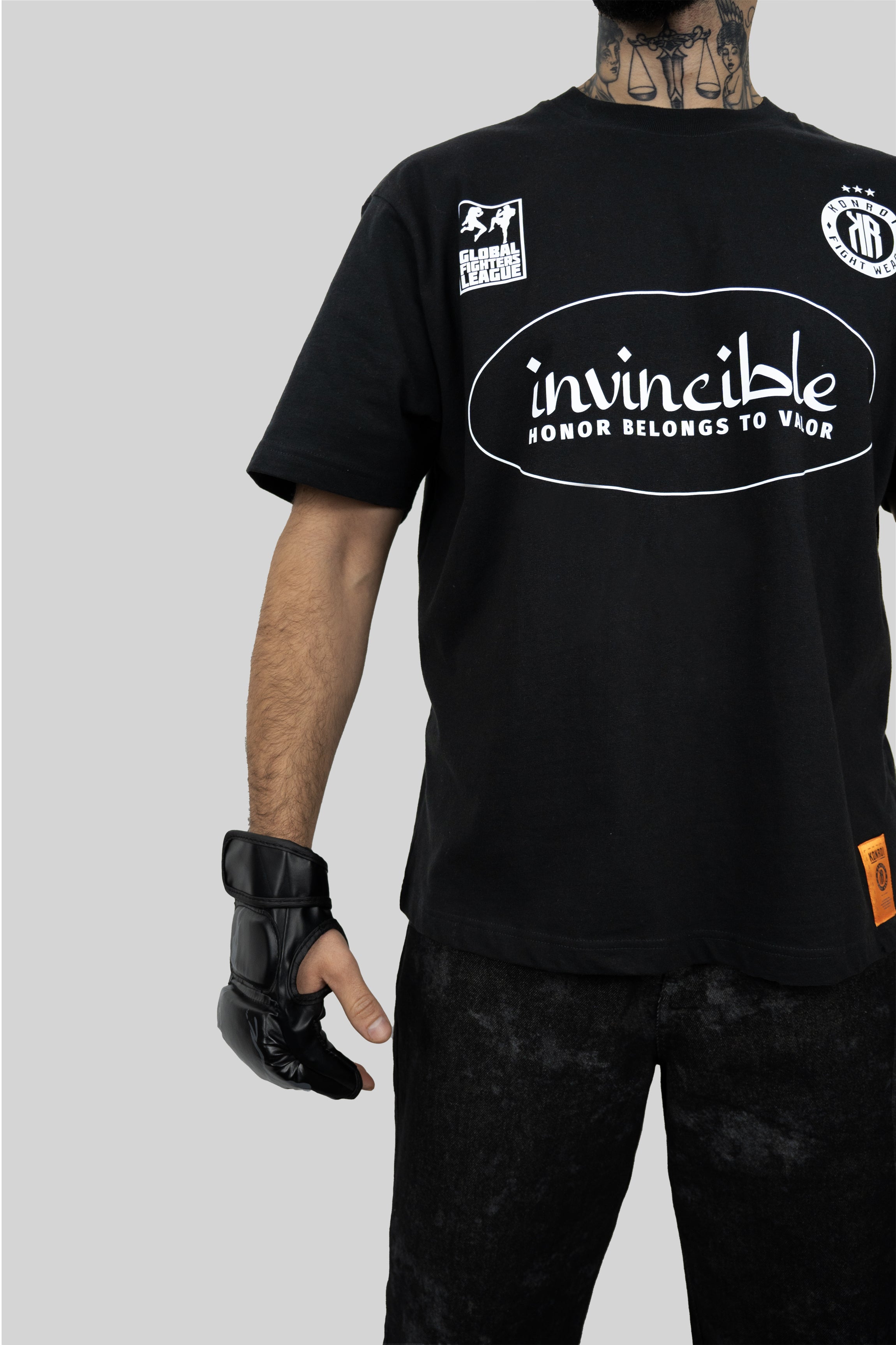 KONROI Fightwear - “Invincible” Black Oversized MMA T-Shirt
