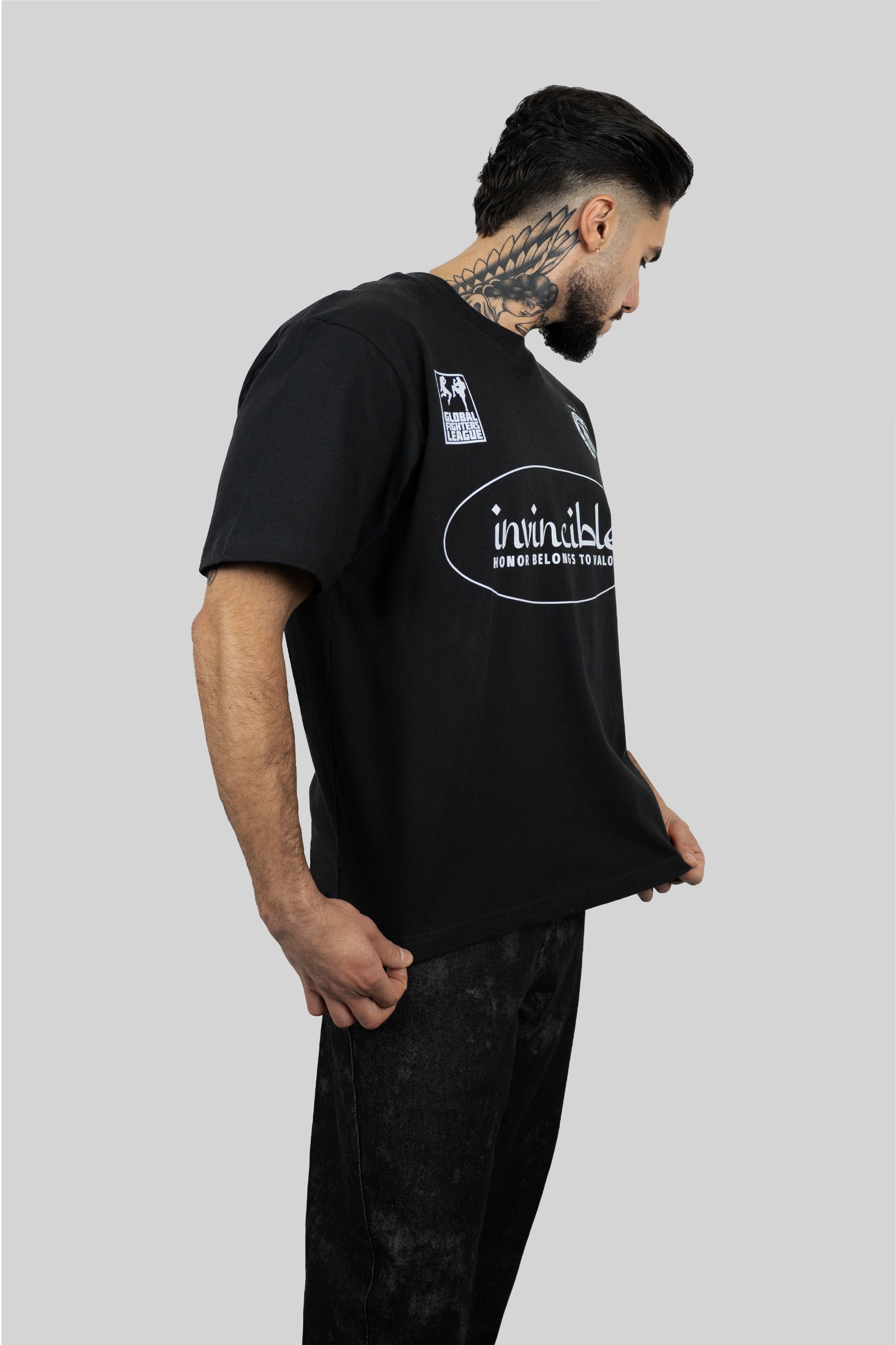 KONROI Fightwear - “Invincible” Black Oversized MMA T-Shirt