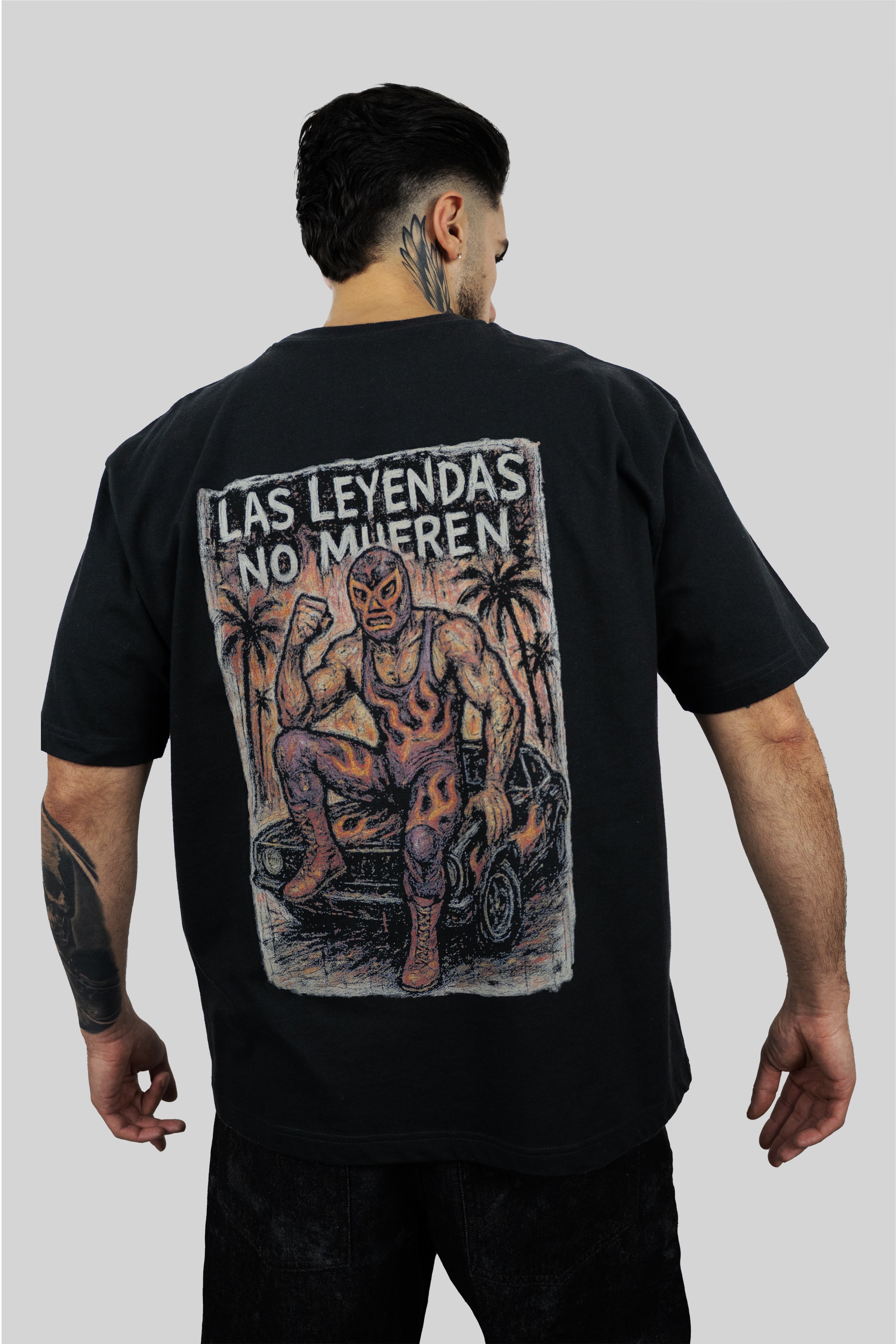 KONROI Fightwear - “Las Leyendas No Mueren” Black Oversized MMA T-Shirt (Back Printed)