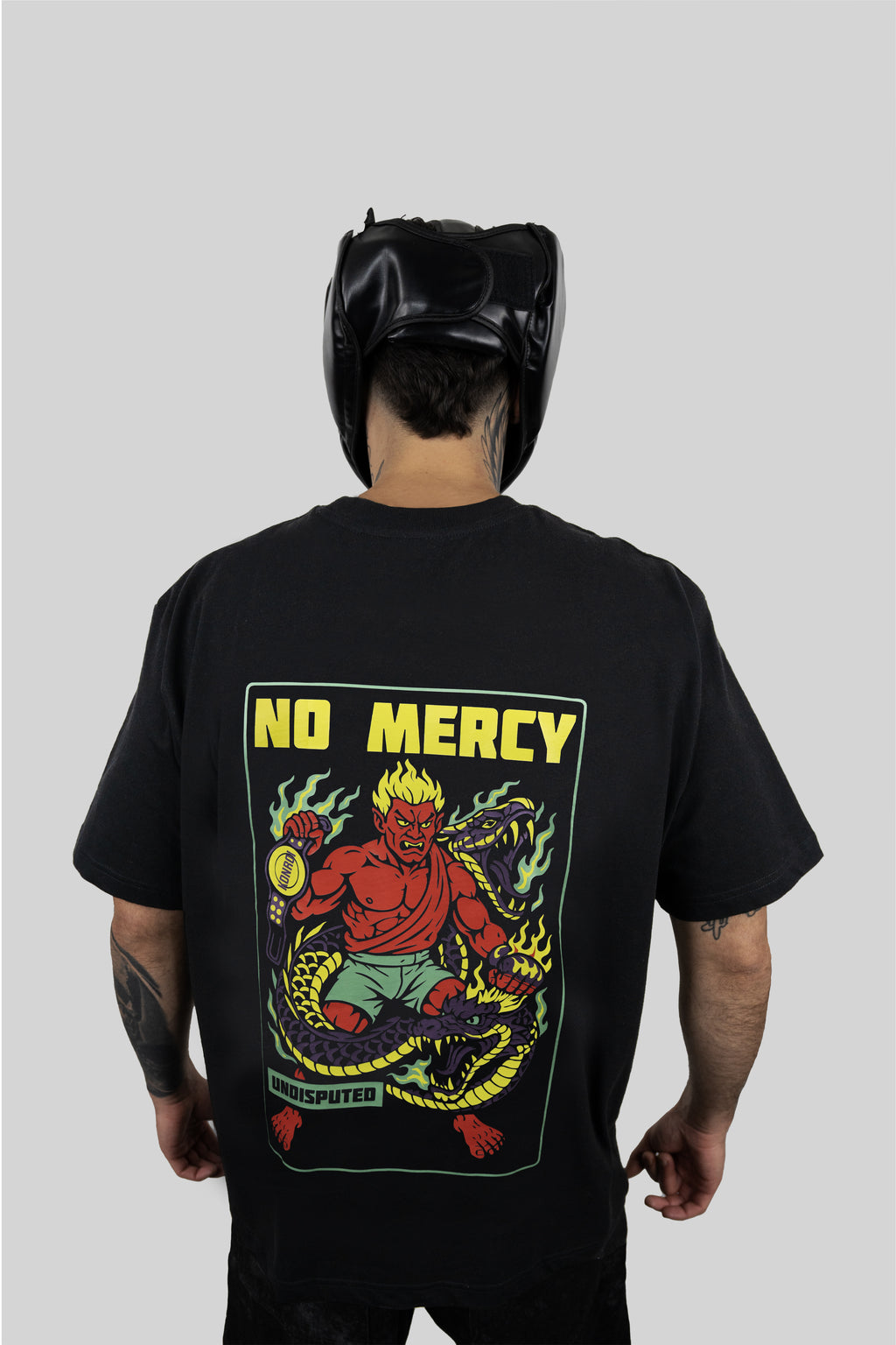KONROI Fightwear - “No Mercy” Black Oversized MMA T-Shirt (Back Printed)
